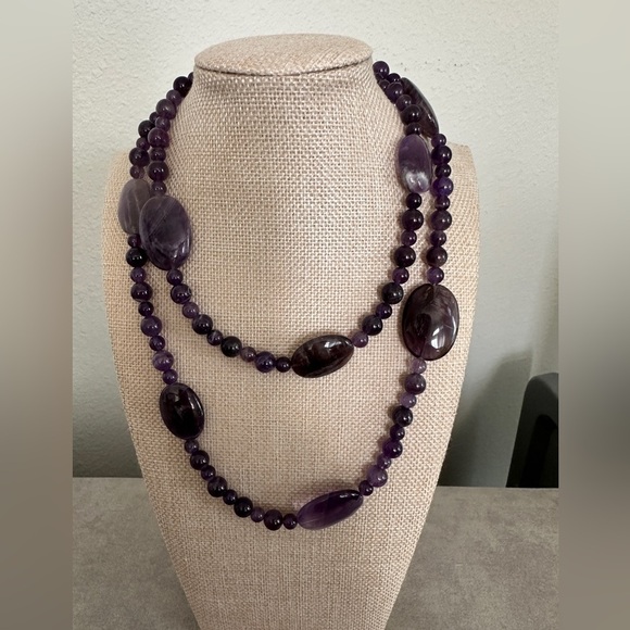 Amethyst bead fashion long necklace by Jay King - Picture 4 of 13